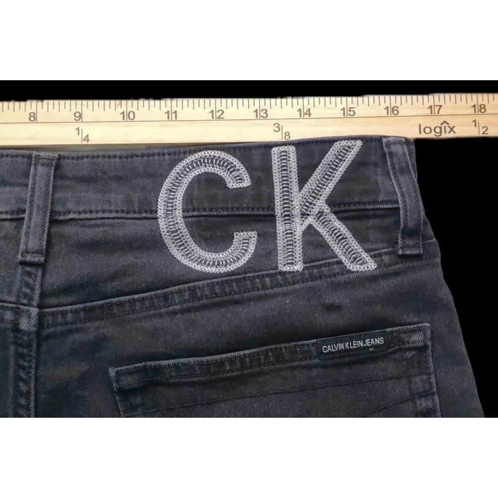 Calvin Klein Jeans Mens Slim Fit Distressed Black Denim 32x30 Ripped Dark Wash - Picture 13 of 16